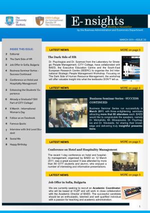 Nsights E- Monthly E-Newsletter by the Business Administration and Economics Department
