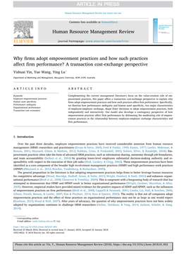 A Transaction Cost-Exchange Perspective ⁎ Yishuai Yin, Yue Wang, Ying Lu