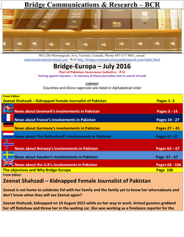 July 2016 Bridge Communications & Research –