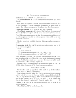 11. Counting Automorphisms Definition 11.1. Let L/K Be a Field