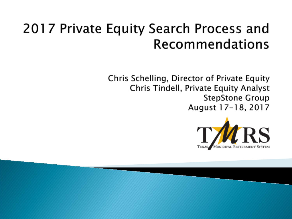 2017 Private Equity Search Process and Recommendations
