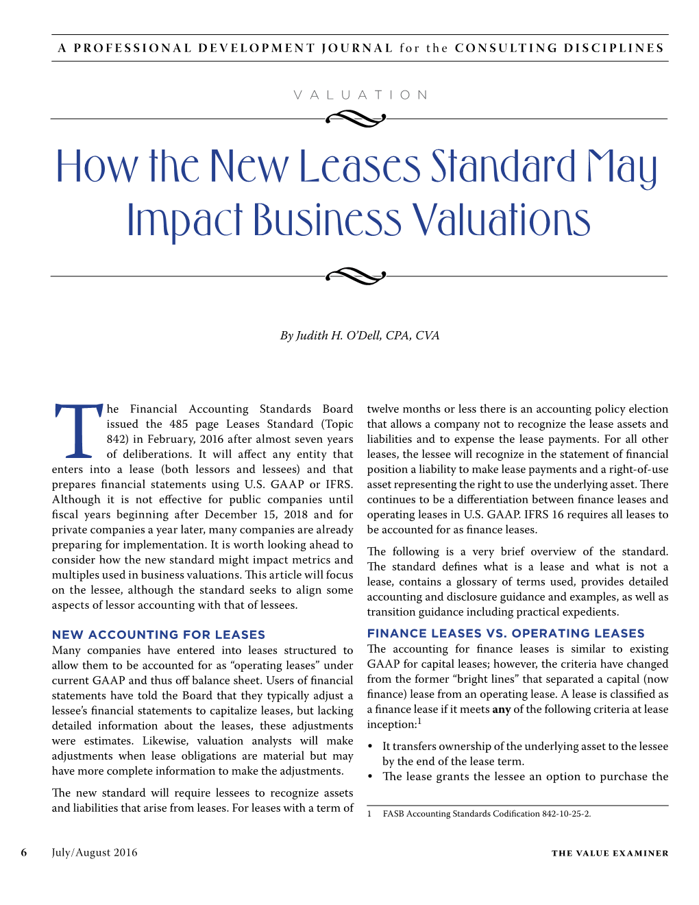 How the New Leases Standard May Impact Business Valuations •
