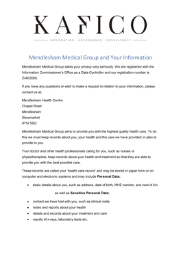 Mendlesham Medical Group and Your Information