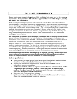 2021-2022 Uniform Policy