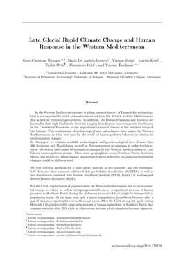 Late Glacial Rapid Climate Change and Human Response in the Western Mediterranean