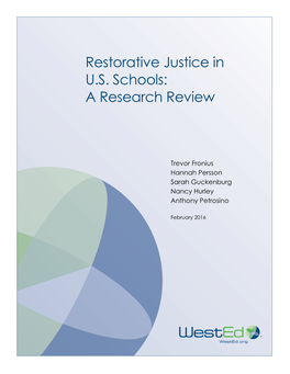 Restorative Justice in U.S. Schools: a Research Review