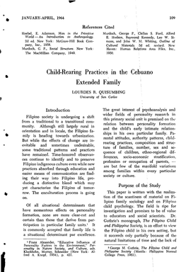 Child-Rearing Practices in the Cehuano Extended Family