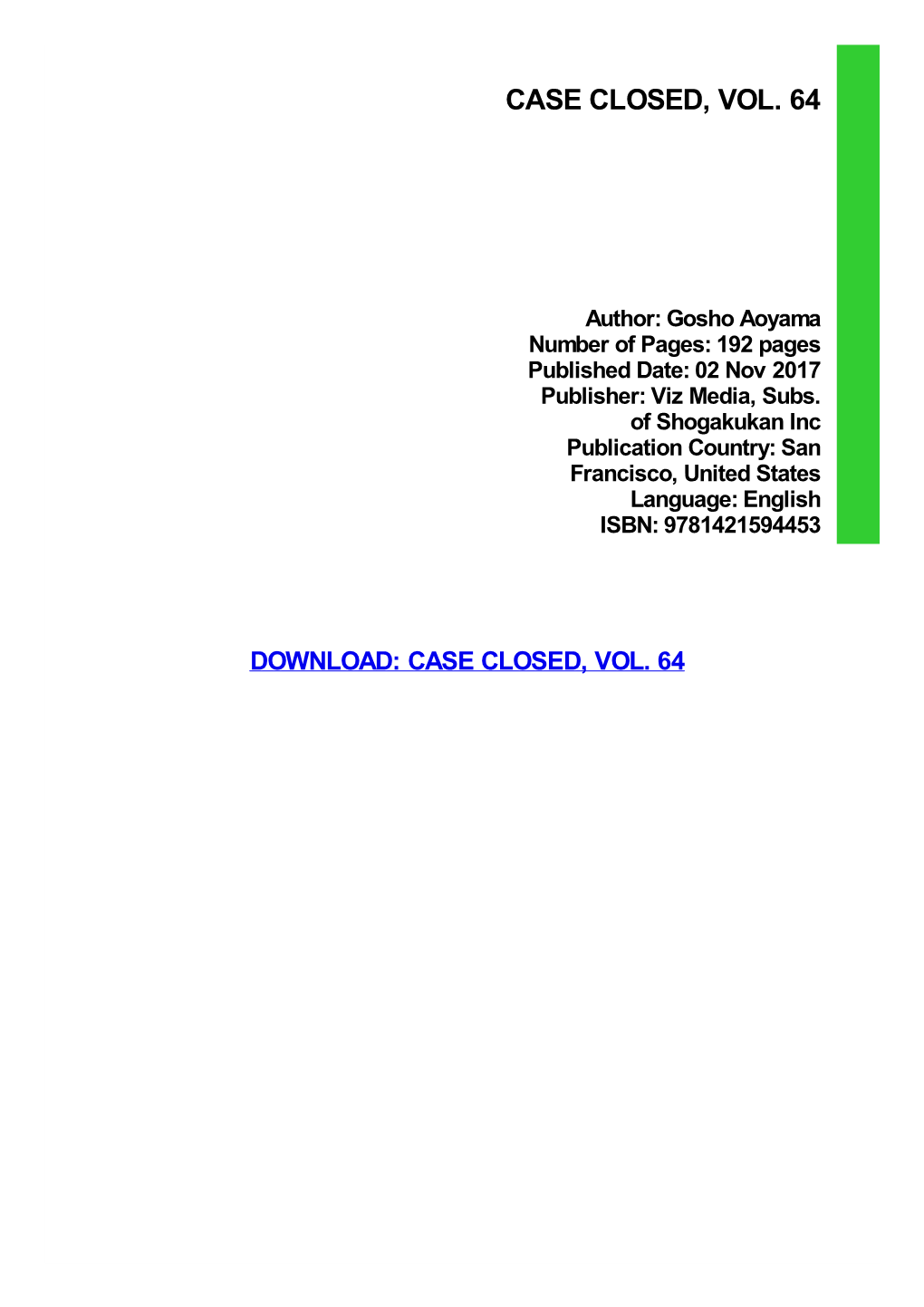 Case Closed, Vol. 64 Ebook Free Download