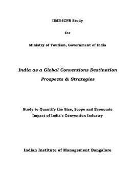 India As a Global Conventions Destination Prospects & Strategies