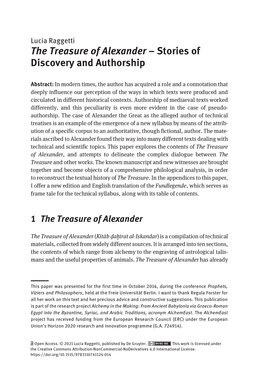 The Treasure of Alexander – Stories of Discovery and Authorship