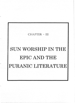 Sun Worship in the Epic and the Puranic Literature Chapter - Iii