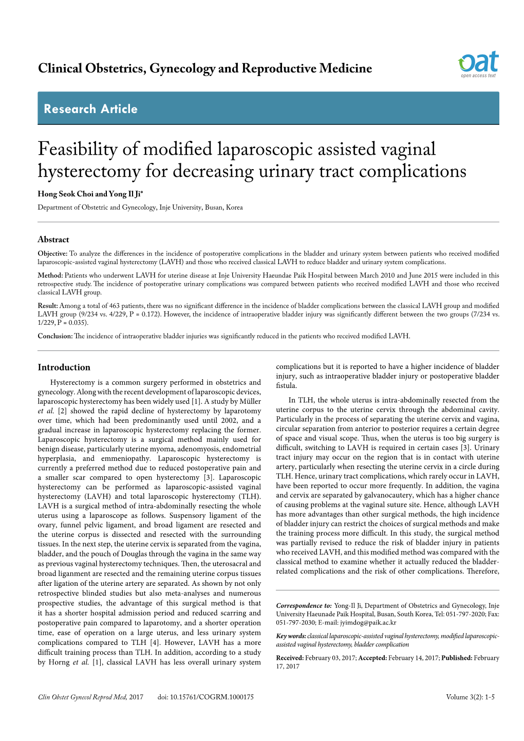Feasibility of Modified Laparoscopic Assisted Vaginal Hysterectomy For