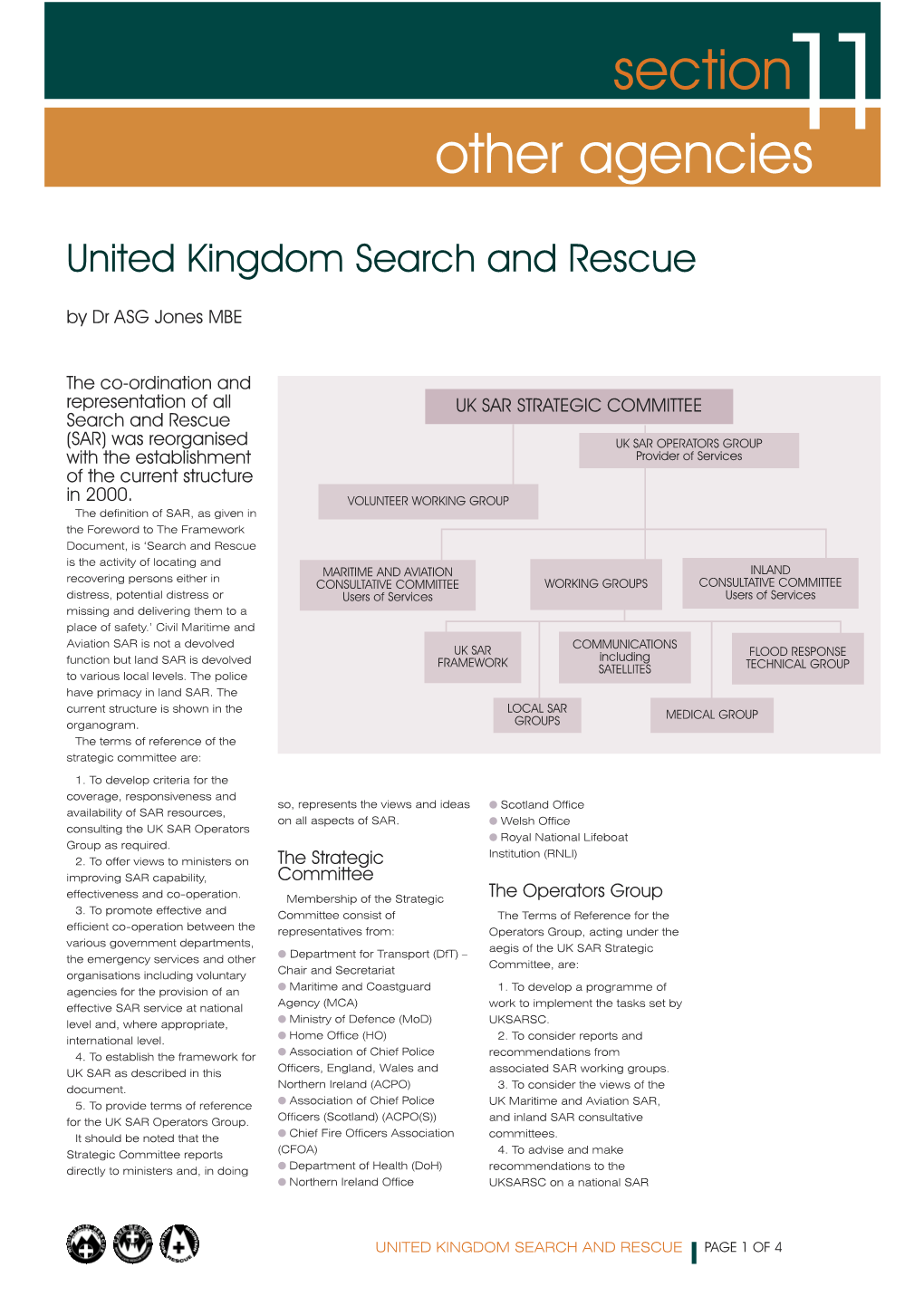 United Kingdom Search and Rescue by Dr ASG Jones MBE