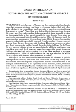 Cakes in the Liknon Votives from the Sanctuary of Demeter and Kore on Acrocorinth