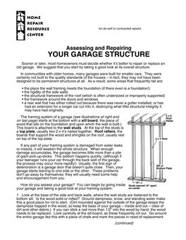 Assessing and Repairing YOUR GARAGE STRUCTURE