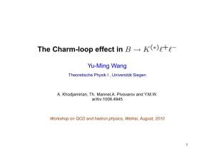 06.08.2010 Yuming Wang the Charm-Loop Effect in B → K () L