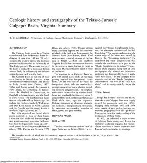 Geologic History and Stratigraphy of the Triassic-Jurassic Culpeper Basin, Virginia: Summary