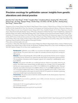 Precision Oncology for Gallbladder Cancer: Insights from Genetic Alterations and Clinical Practice