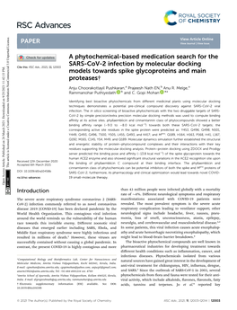 A Phytochemical-Based Medication Search for the SARS-Cov-2