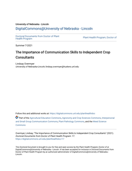 The Importance of Communication Skills to Independent Crop Consultants