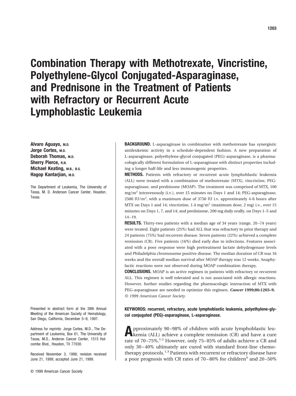 Combination Therapy with Methotrexate, Vincristine
