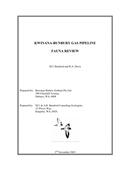 Kwinana-Bunbury Gas Pipeline Fauna Review