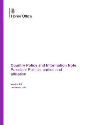 Pakistan-Political Parties and Affiliation-CPIN.V1.0(December 2020)