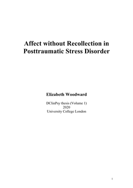 Affect Without Recollection in Posttraumatic Stress Disorder