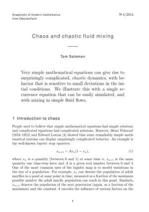 Chaos and Chaotic Fluid Mixing
