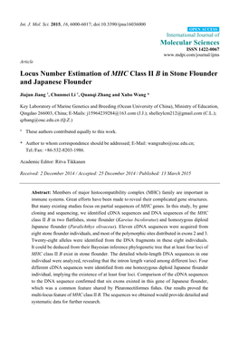 Locus Number Estimation of MHC Class II B in Stone Flounder and Japanese Flounder