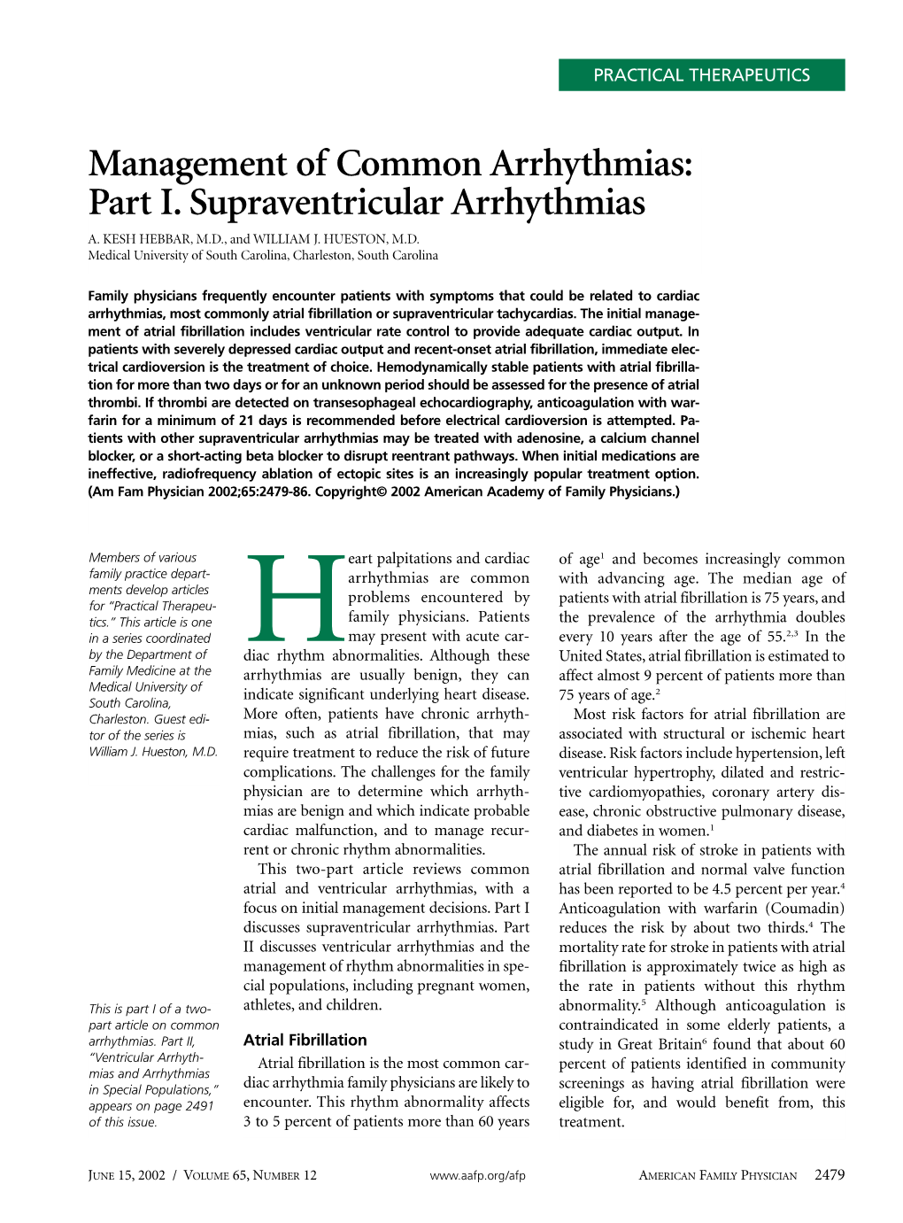 Part I. Supraventricular Arrhythmias A