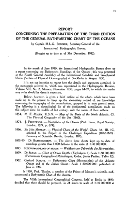 Report Concerning the Preparation of the Third Edition of the General Bathymetric Chart of the Oceans