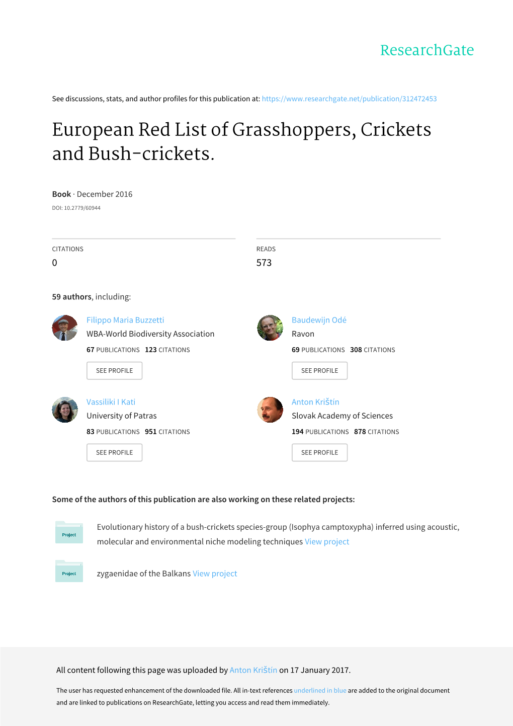 European Red List of Grasshoppers, Crickets and Bush-Crickets