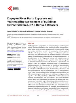 Dagupan River Basin Exposure and Vulnerability Assessment of Buildings Extracted from Lidar Derived Datasets