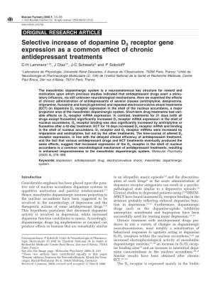 Selective Increase of Dopamine D3 Receptor Gene Expression As A