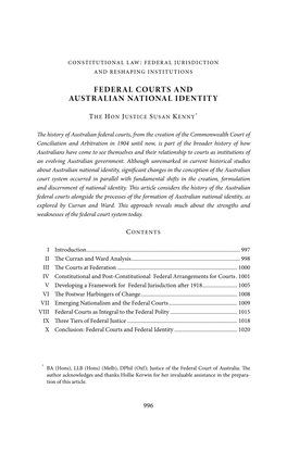 Federal Courts and Australian National Identity