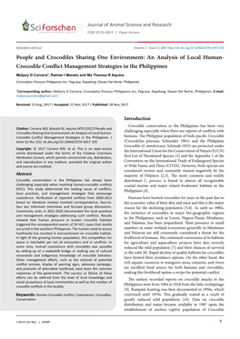 People and Crocodiles Sharing One Environment: an Analysis of Local Human- Crocodile Conflict Management Strategies in the Philippines