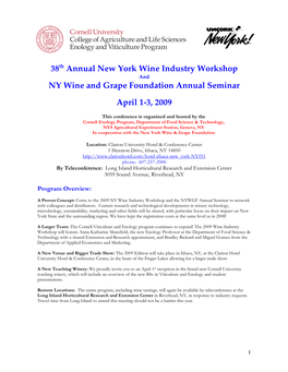 38Th Annual New York Wine Industry Workshop 2009