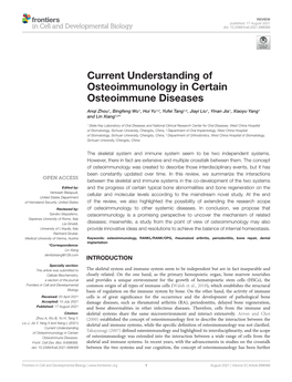 Current Understanding of Osteoimmunology in Certain Osteoimmune Diseases