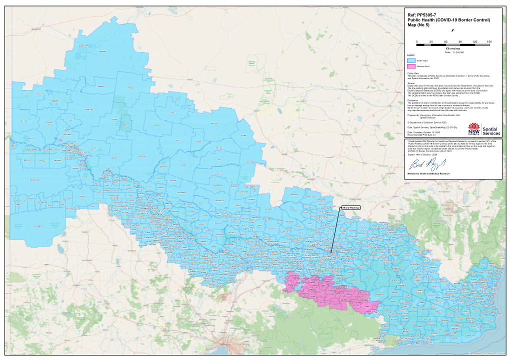 PP5305-7 Public Health (COVID-19 Border Control) Map (No 5) ´ 0 30 60 90 120 150