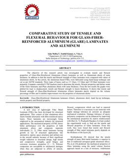 Comparative Study of Tensile and Flexural Behaviour for Glass-Fiber- Reinforced Aluminium (Glare) Laminates and Aluminum