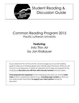 Student Reading & Discussion Guide