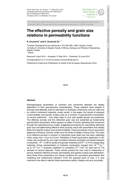 The Effective Porosity and Grain Size Relations in Permeability Functions
