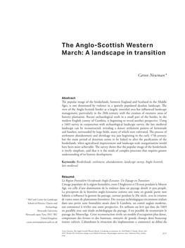 The Anglo-Scottish Western March: a Landscape in Transition