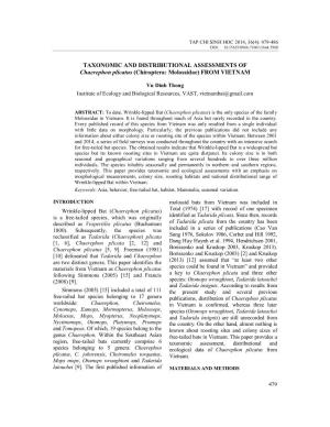TAXONOMIC and DISTRIBUTIONAL ASSESSMENTS of Chaerephon Plicatus (Chiroptera: Molossidae) from VIETNAM