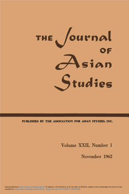 Volume XXII, Number 1 November 1962