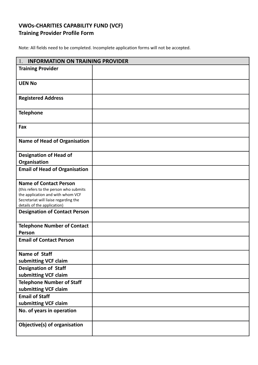 Training Providers Profile Form Apr 2015