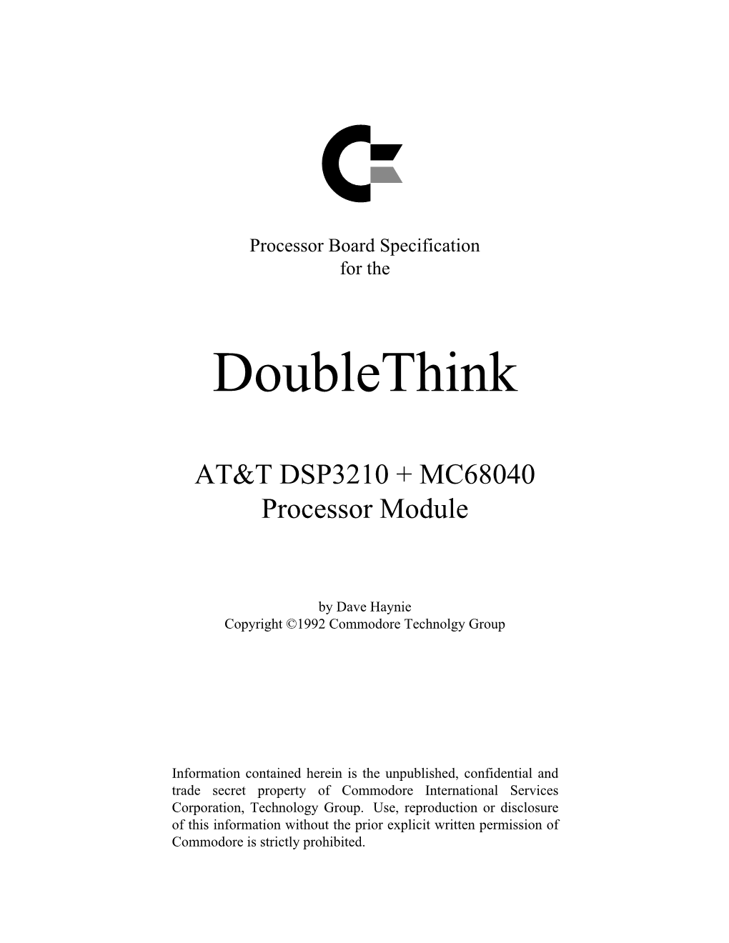 Doublethink AT&T DSP3210+68040 CPU Board Specs