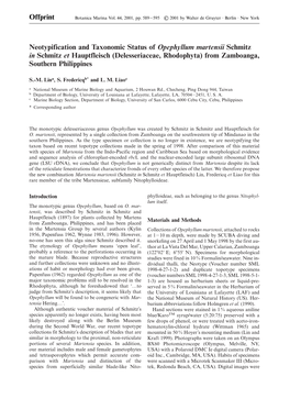 Offprint Neotypification and Taxonomic Status of Opephyllum