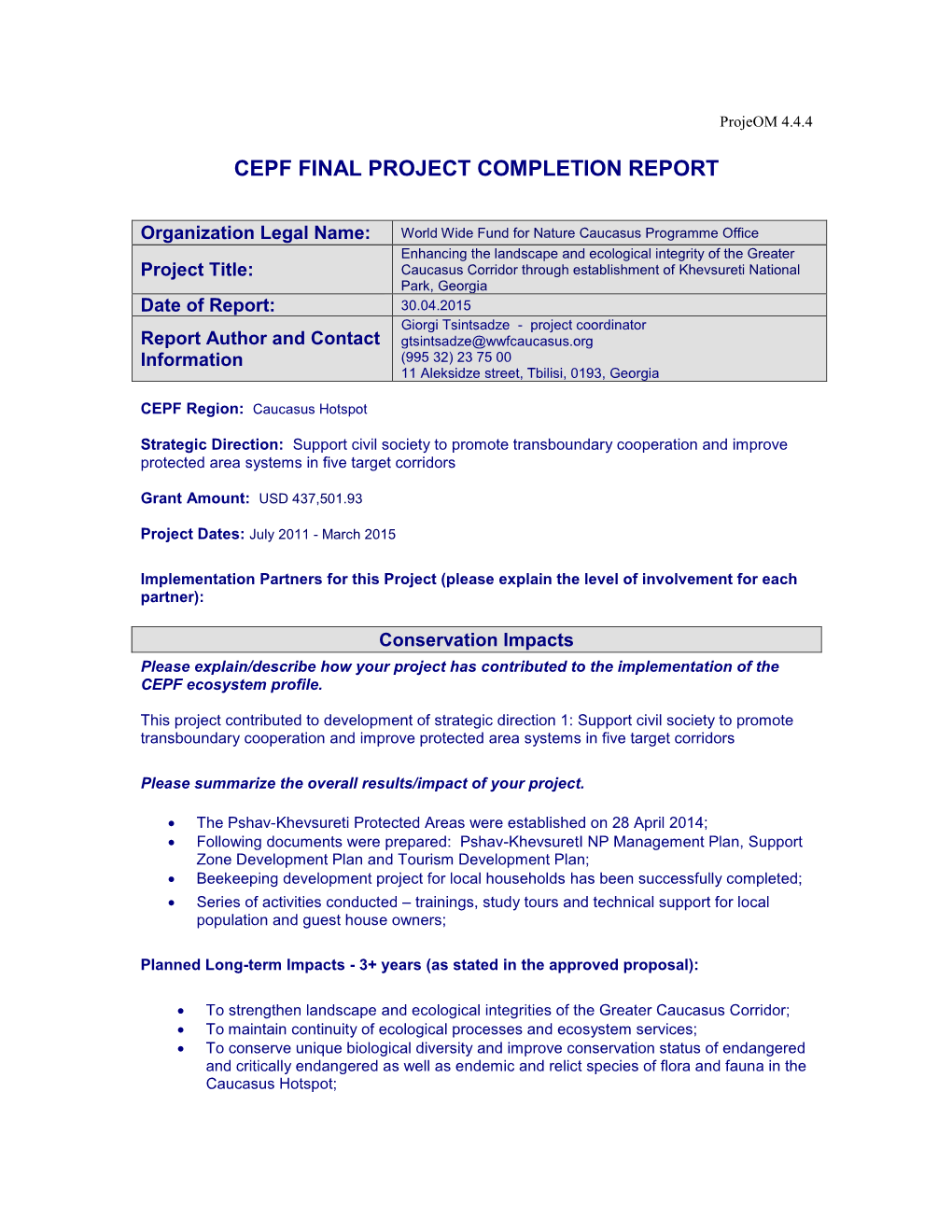 Final Project Completion Report